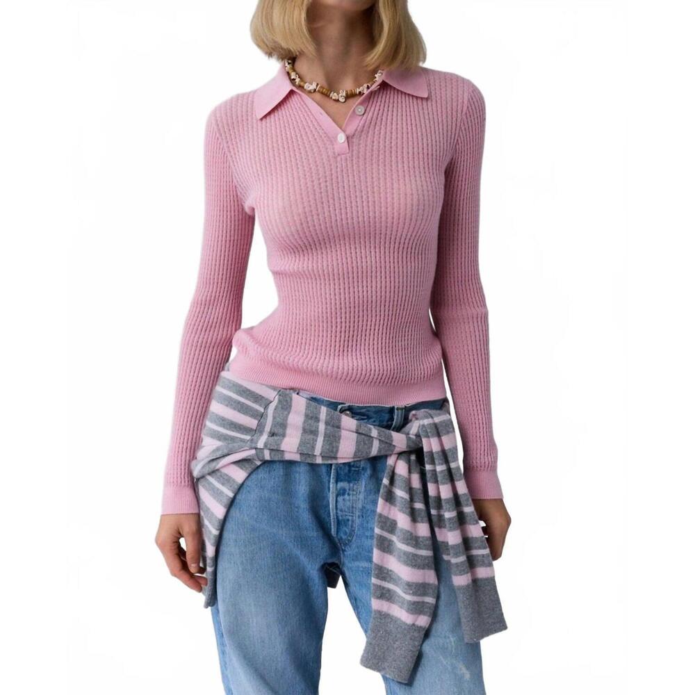 NEW GUEST IN RESIDENCE long sleeve shrunken polo in daybreak
